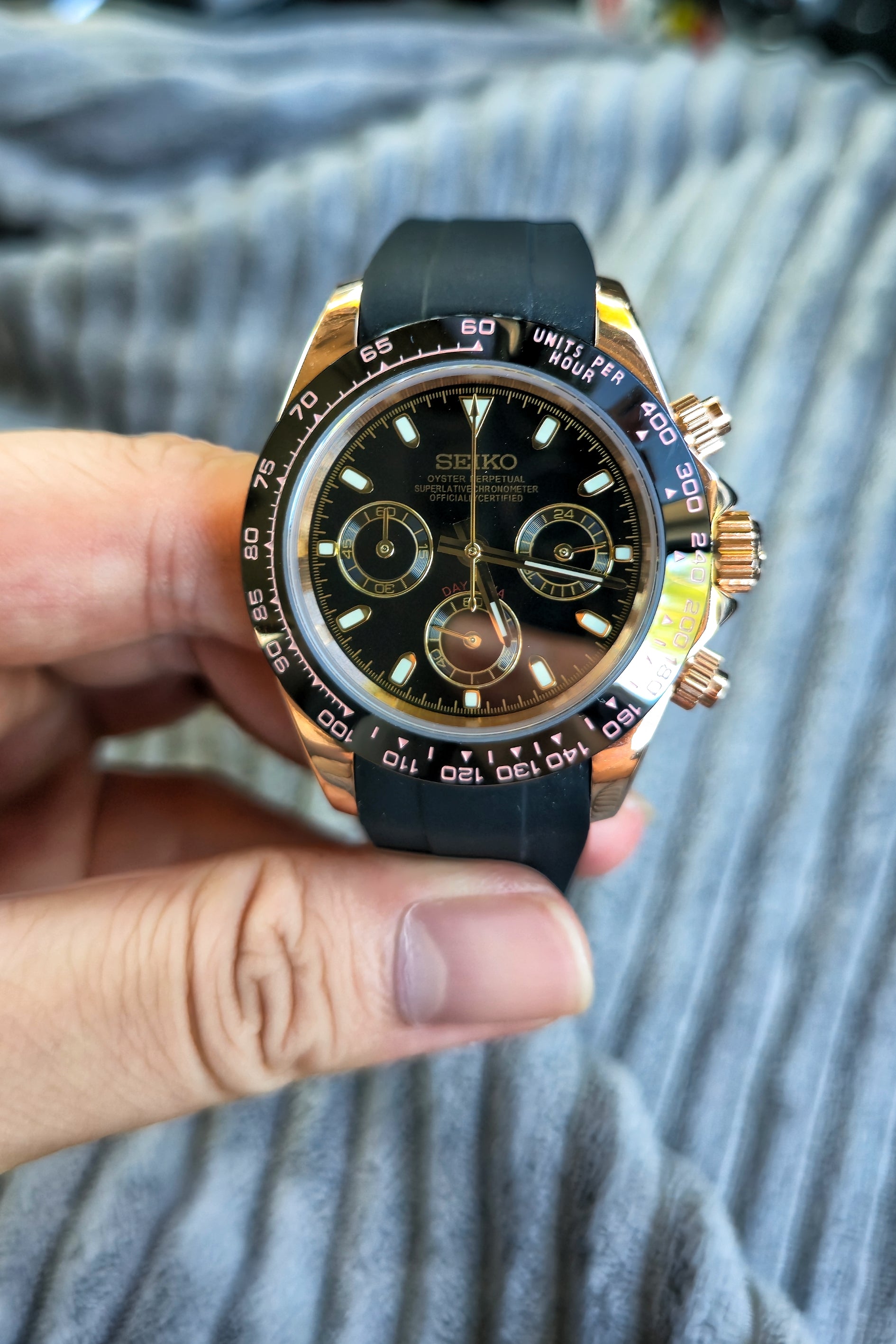 SEIKOMOD Daytona Black and Rosegold 复古玫瑰金