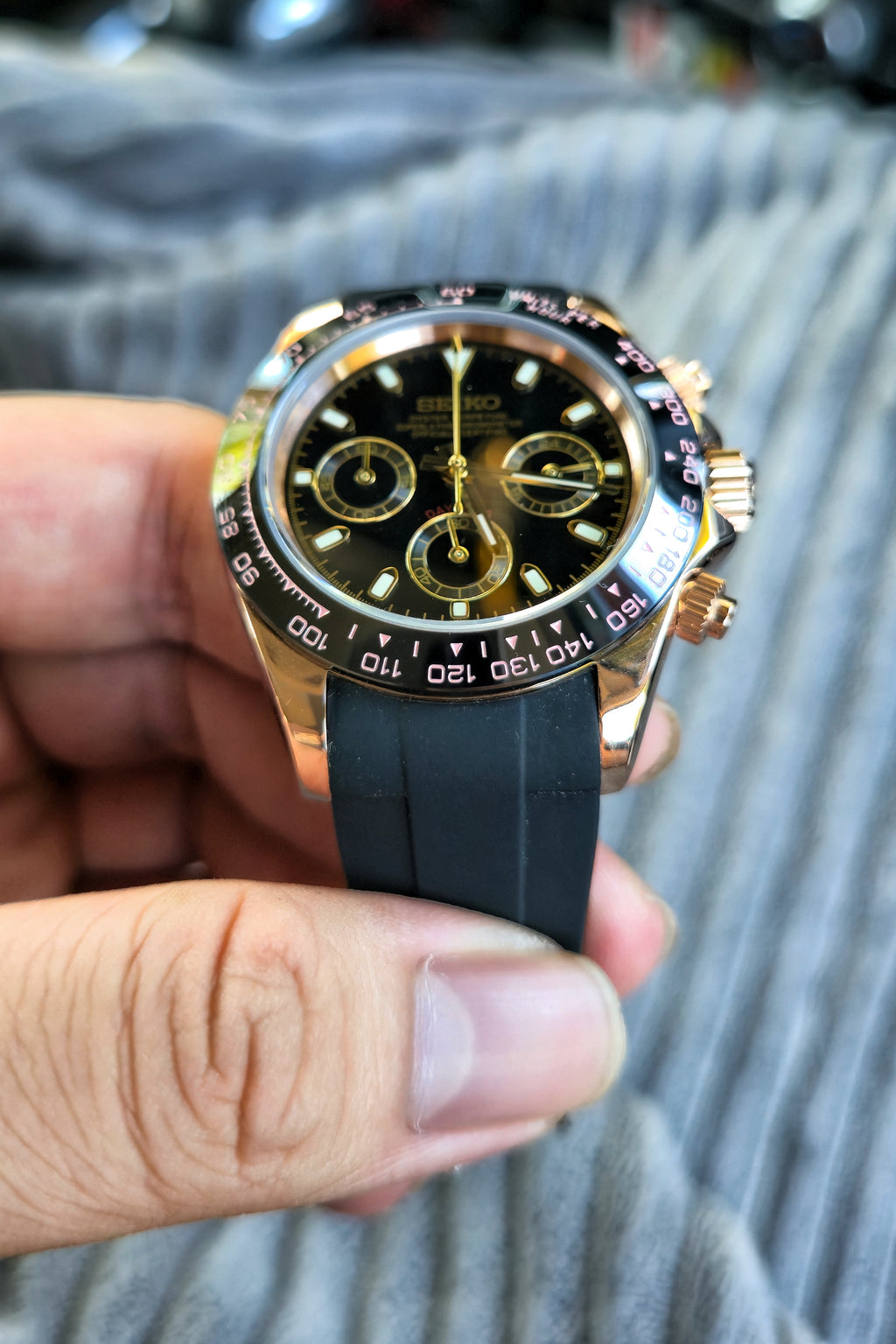 SEIKOMOD Daytona Black and Rosegold 复古玫瑰金