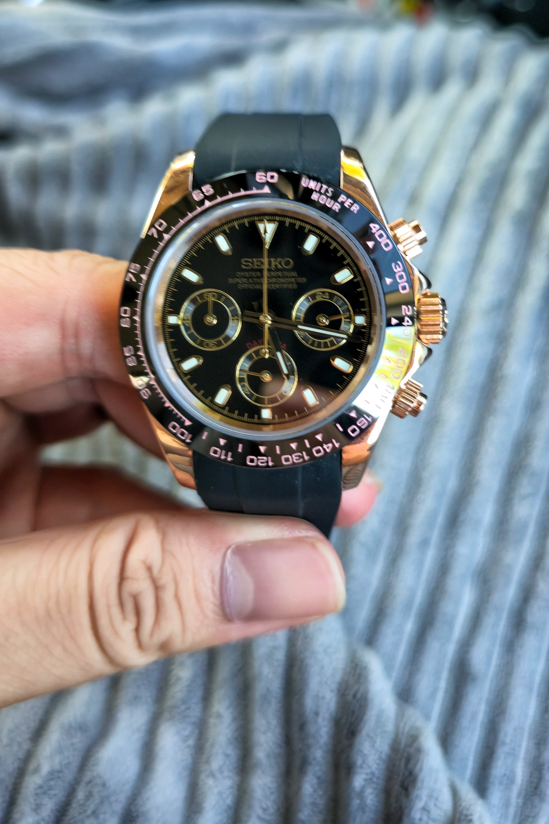 SEIKOMOD Daytona Black and Rosegold 复古玫瑰金