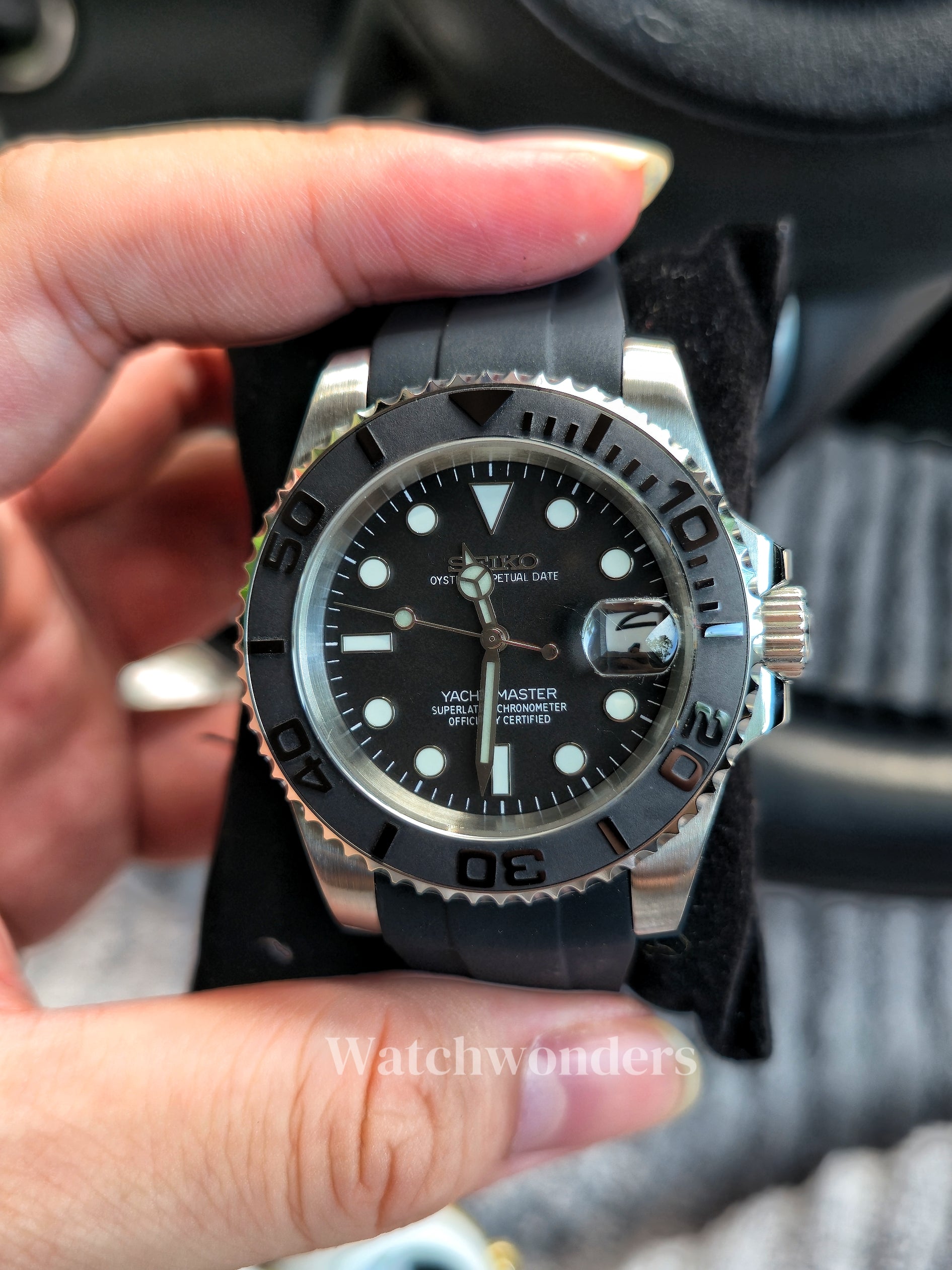 SEIKOMOD YATCH MASTER SILVER BLACK黑银水挺