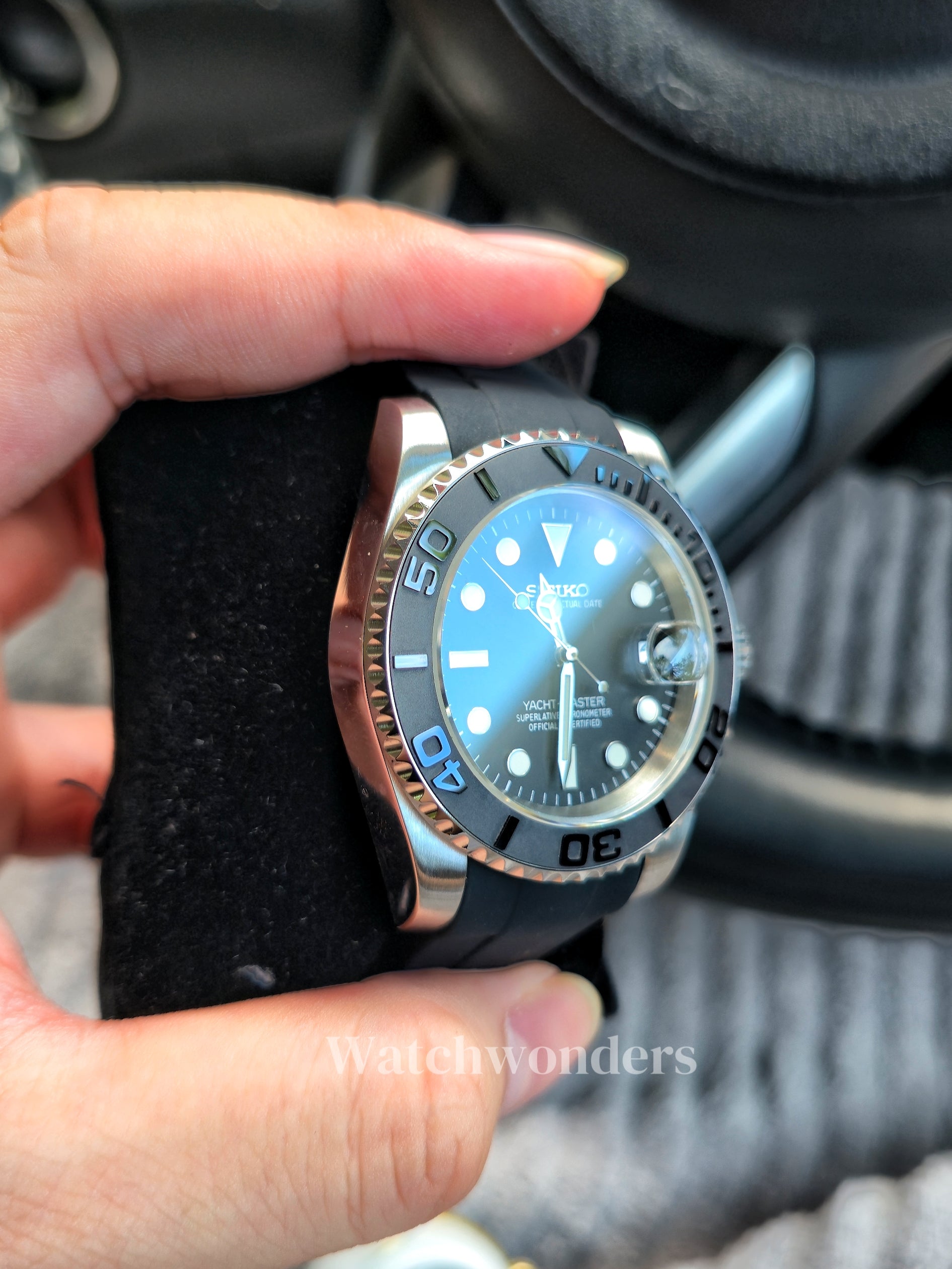 SEIKOMOD YATCH MASTER SILVER BLACK黑银水挺