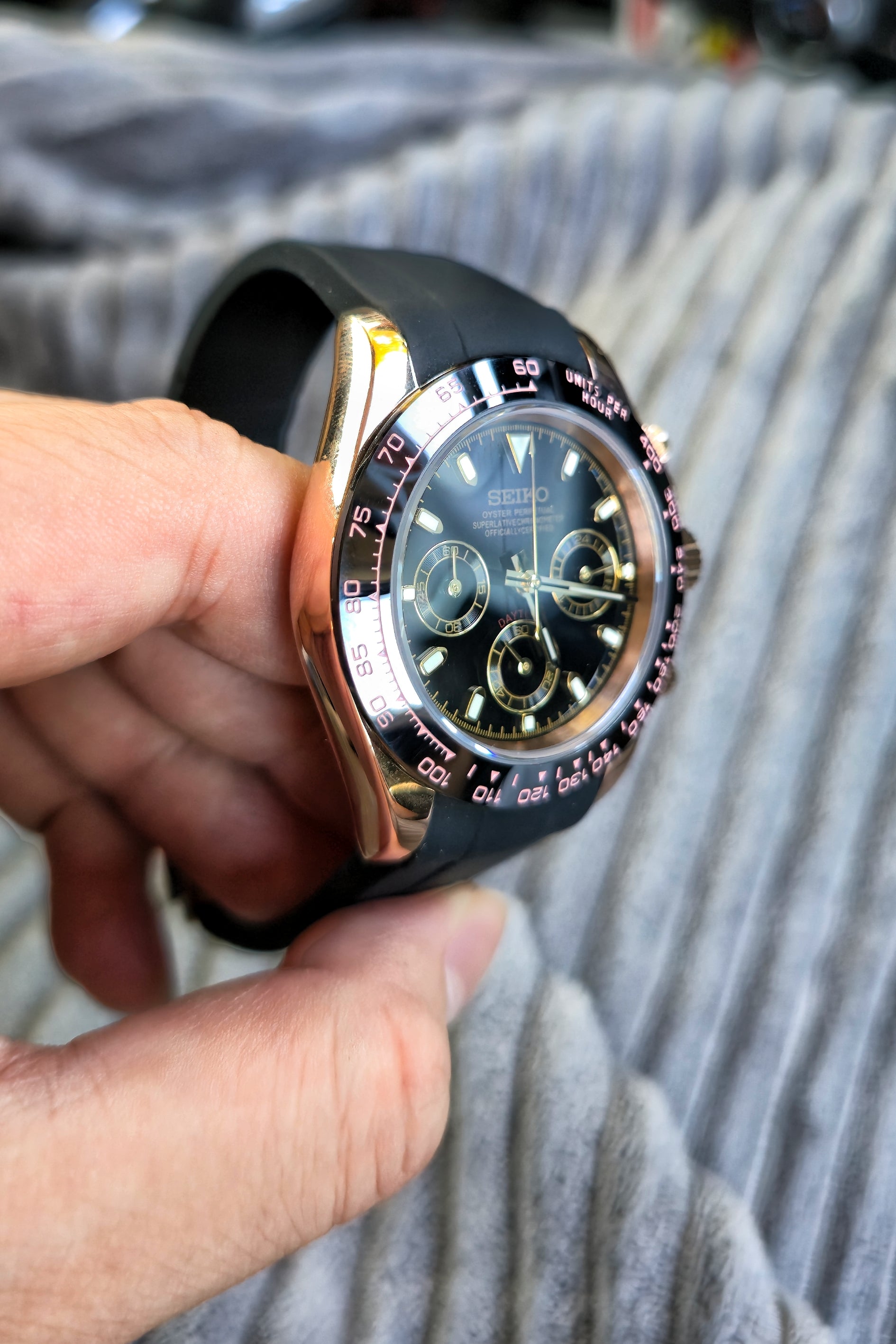 SEIKOMOD Daytona Black and Rosegold 复古玫瑰金