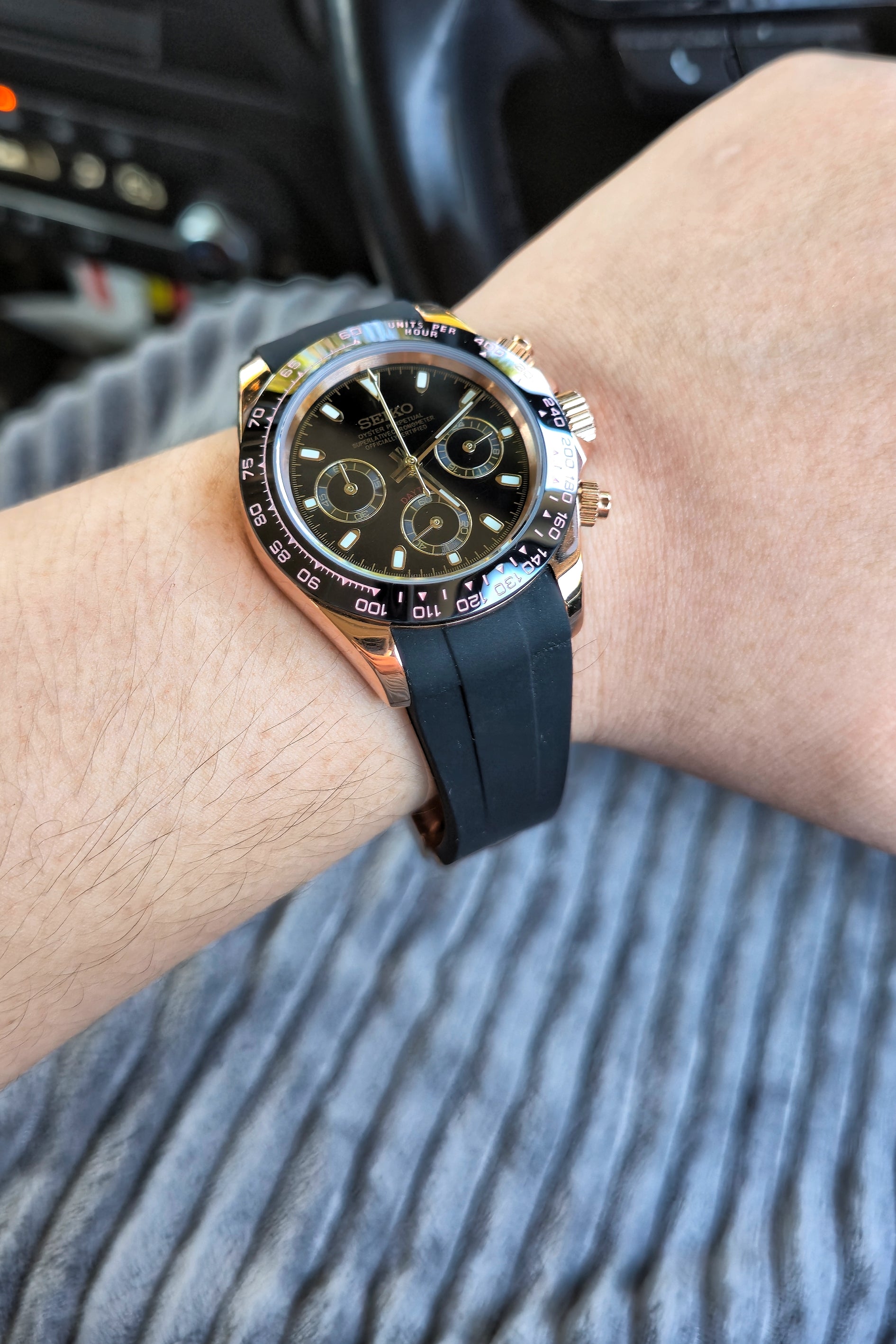 SEIKOMOD Daytona Black and Rosegold 复古玫瑰金