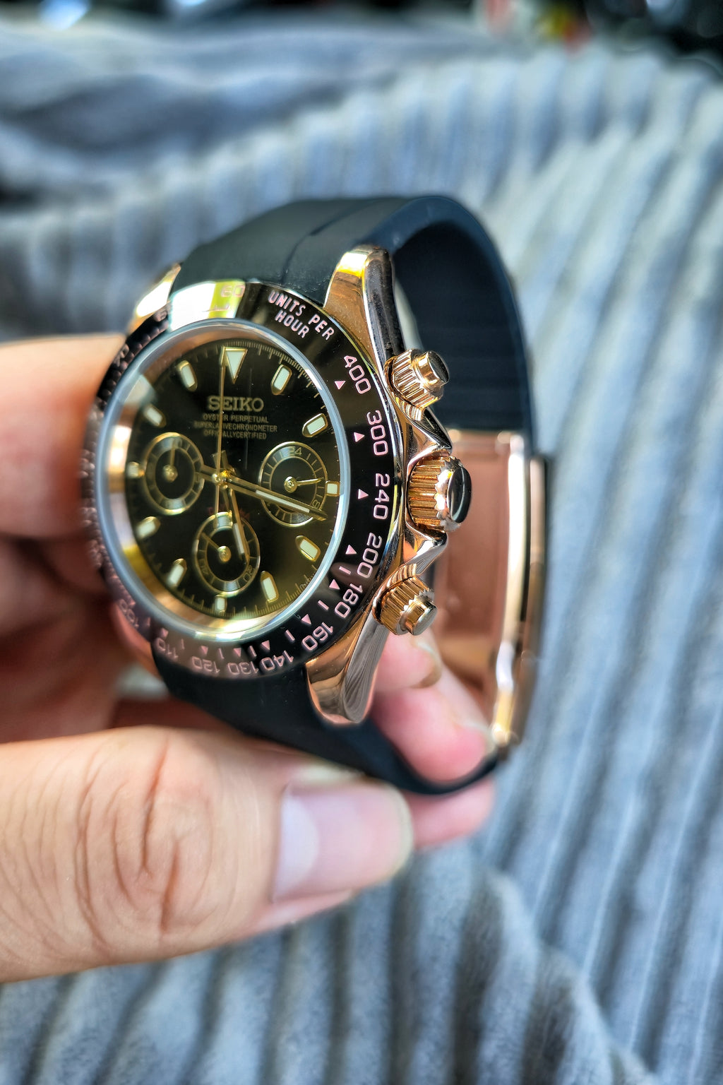 SEIKOMOD Daytona Black and Rosegold 复古玫瑰金